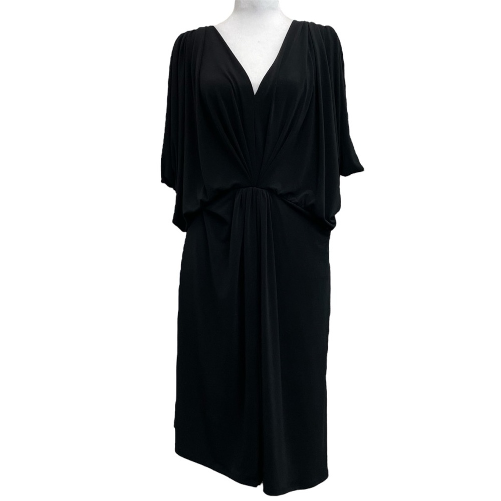 Victoria’s Secret Black Y2K Plunging V Chain Charm Jersey Knee Length Slit Dress